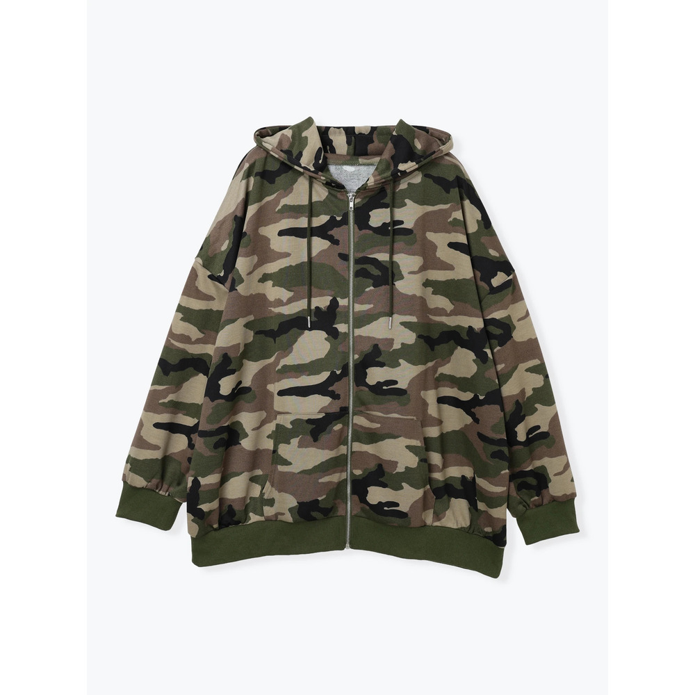 迷彩柄プリント裏毛ZIPパーカー10