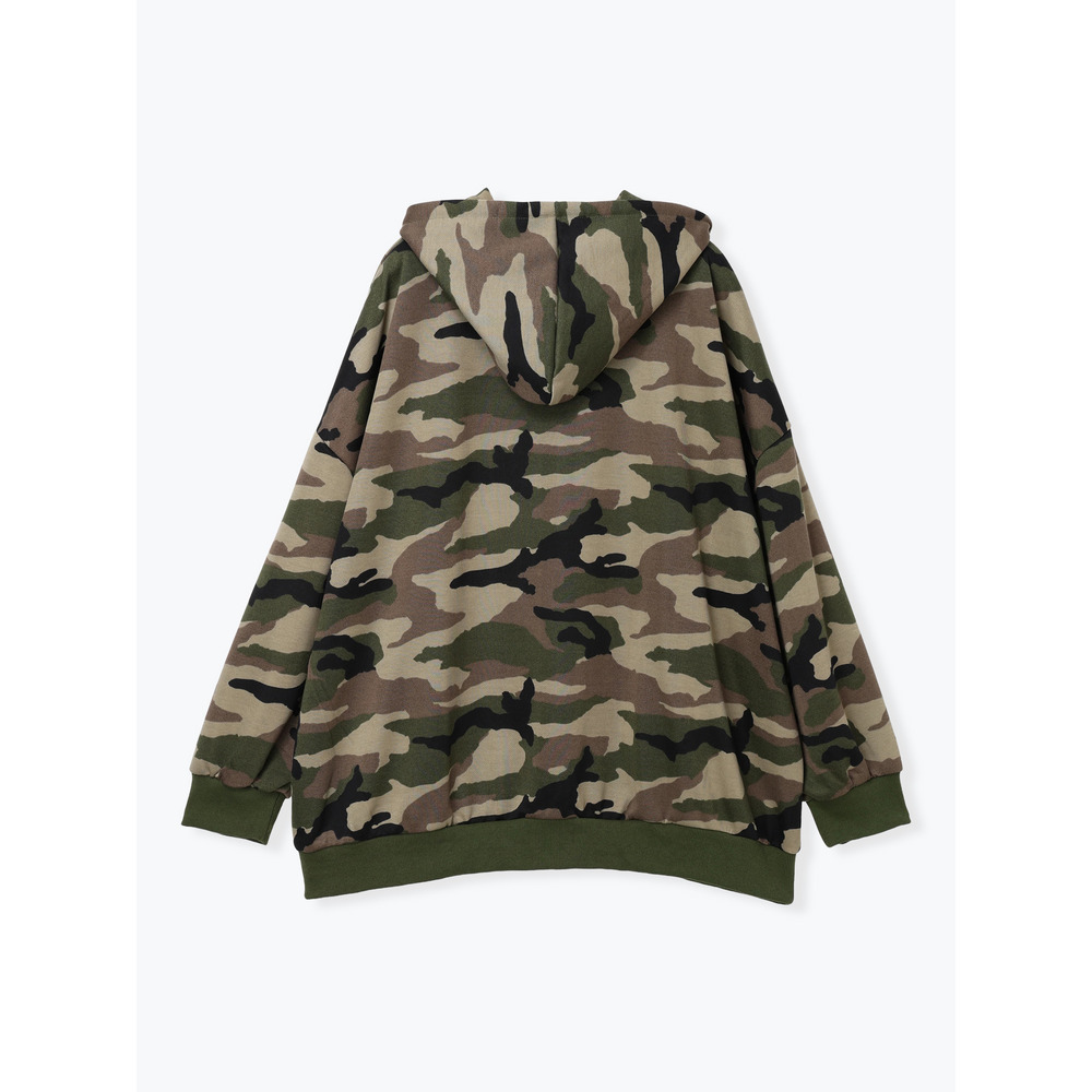 迷彩柄プリント裏毛ZIPパーカー11