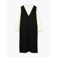 [SET]Vネックジャンパースカート×配色メローハイネックインナー