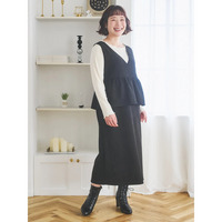 [SET]ペプラムジャンパースカート×メローリブインナー