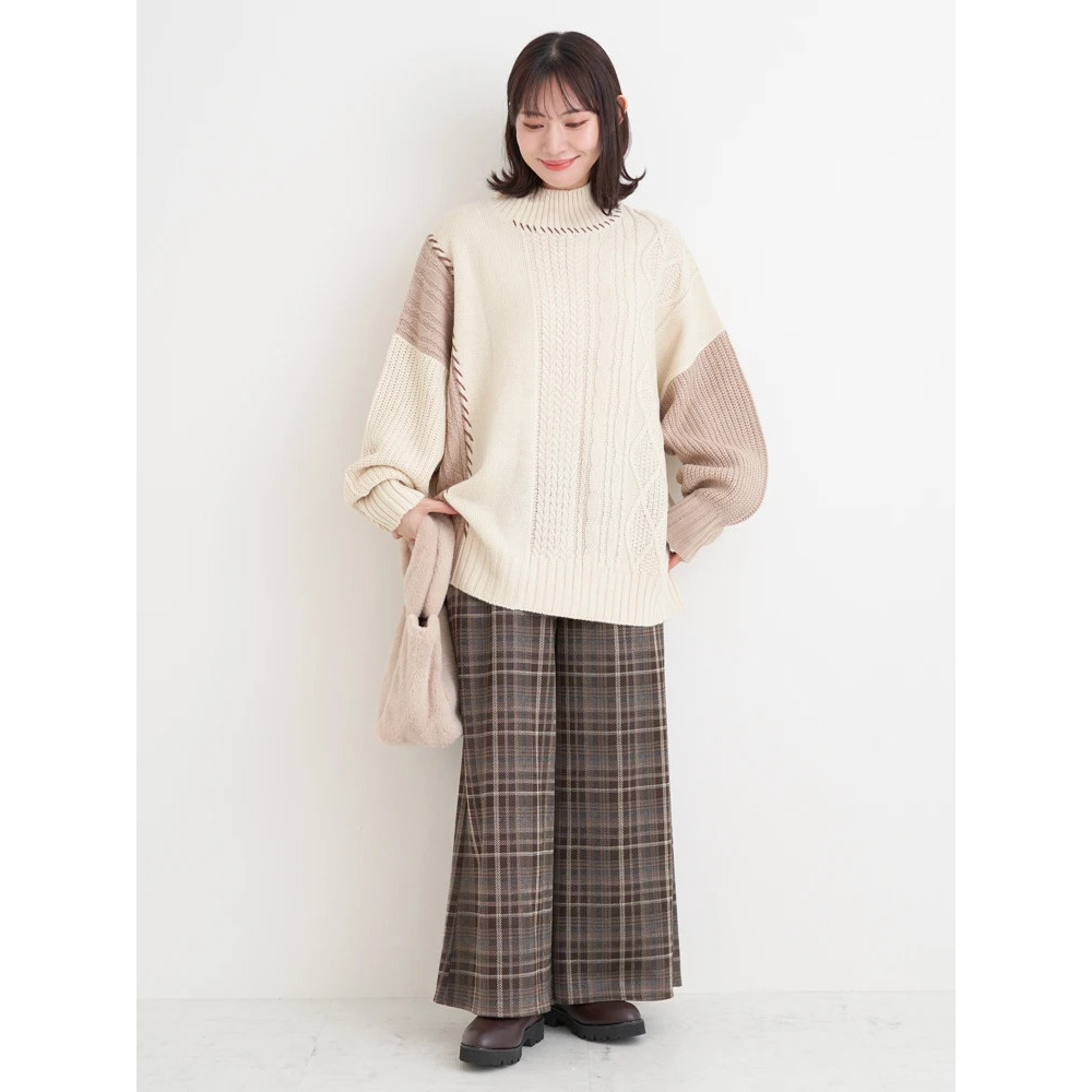 カットイージーワイドパンツ(チェック柄・ヘリンボーン)29