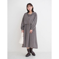 [SET]チェック柄フードブルゾン×キャミワンピース