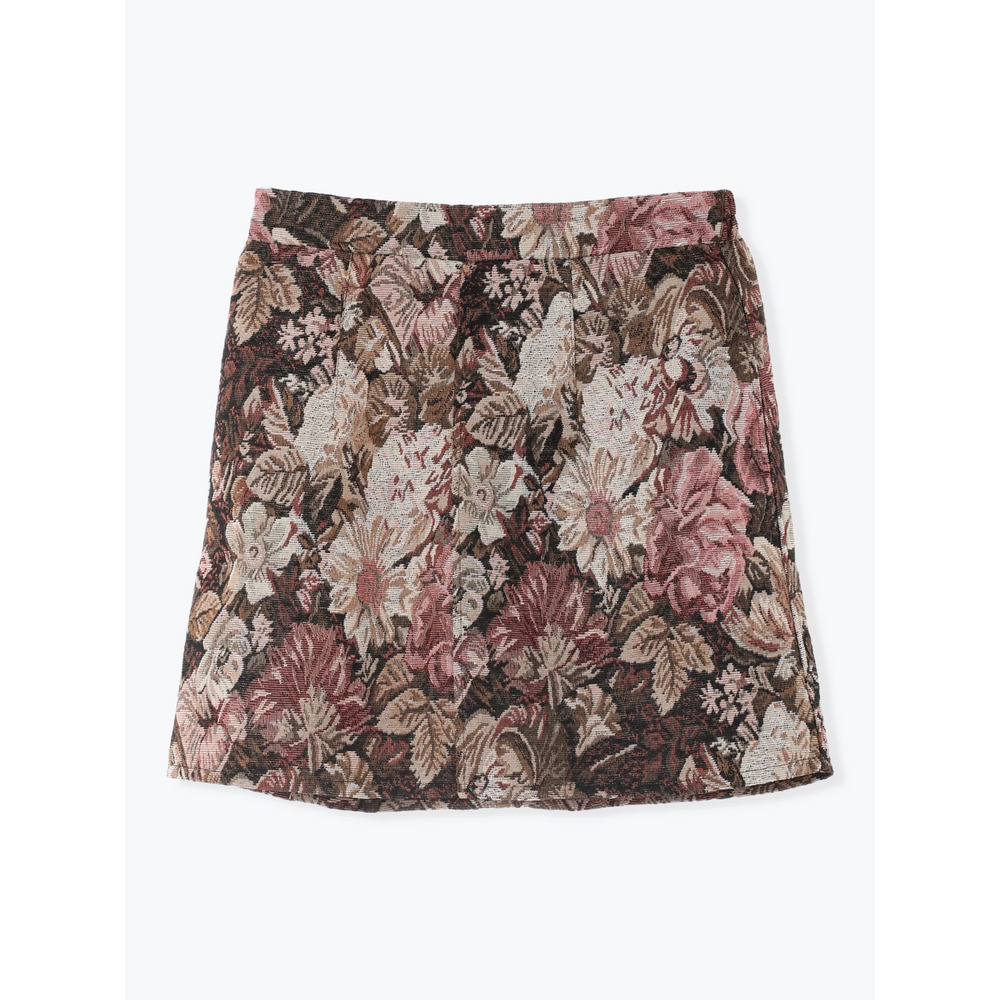 ベルト付きゴブラン花柄ミニスカート19