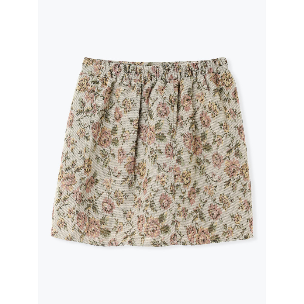 ベルト付きゴブラン花柄ミニスカート21