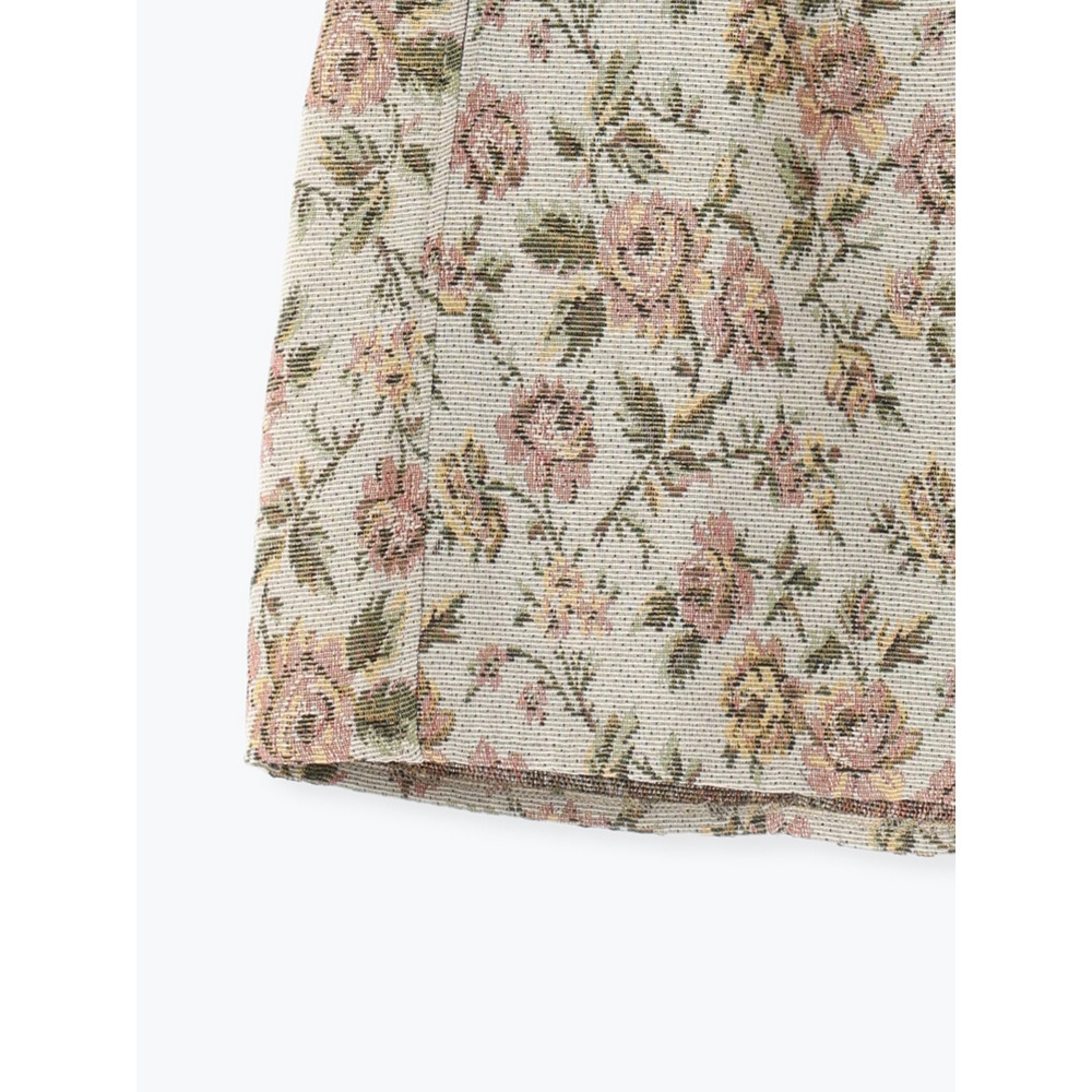 ベルト付きゴブラン花柄ミニスカート24