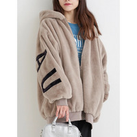 バックロゴフェイクファーパーカーブルゾン