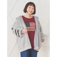バックロゴフェイクファーパーカーブルゾン