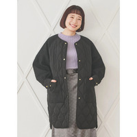 異素材切り替えキルティングコート