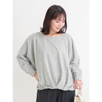 アクセサリー付き裾タックドルマンプルオーバー