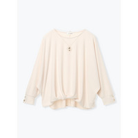 アクセサリー付き裾タックドルマンプルオーバー