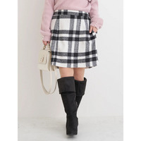 起毛チェック柄台形ミニスカート