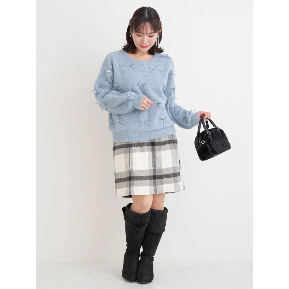 起毛チェック柄台形ミニスカート14