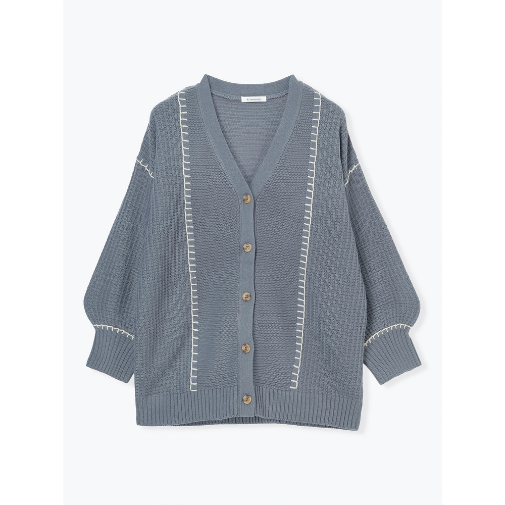 配色ステッチVネックカーディガン29