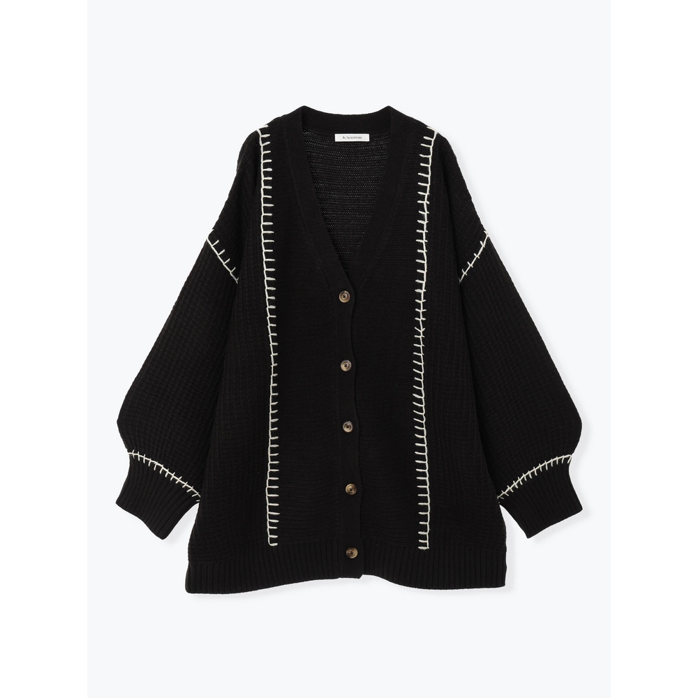 配色ステッチVネックカーディガン30