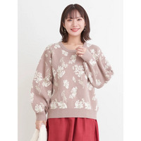 ラメ入り花柄ジャガードニットトップス