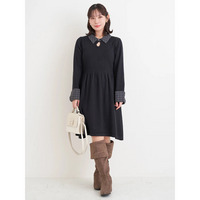 【WEB限定】チェック襟ニットワンピース