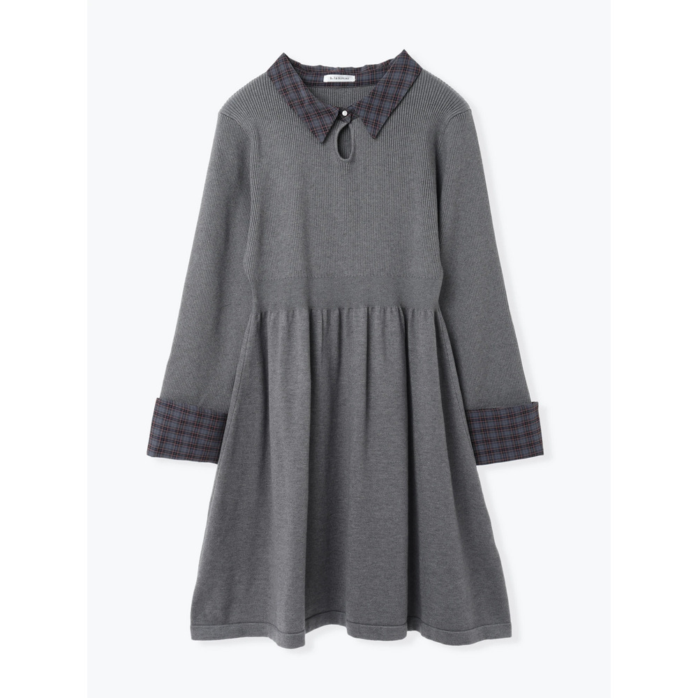 【WEB限定】チェック襟ニットワンピース10