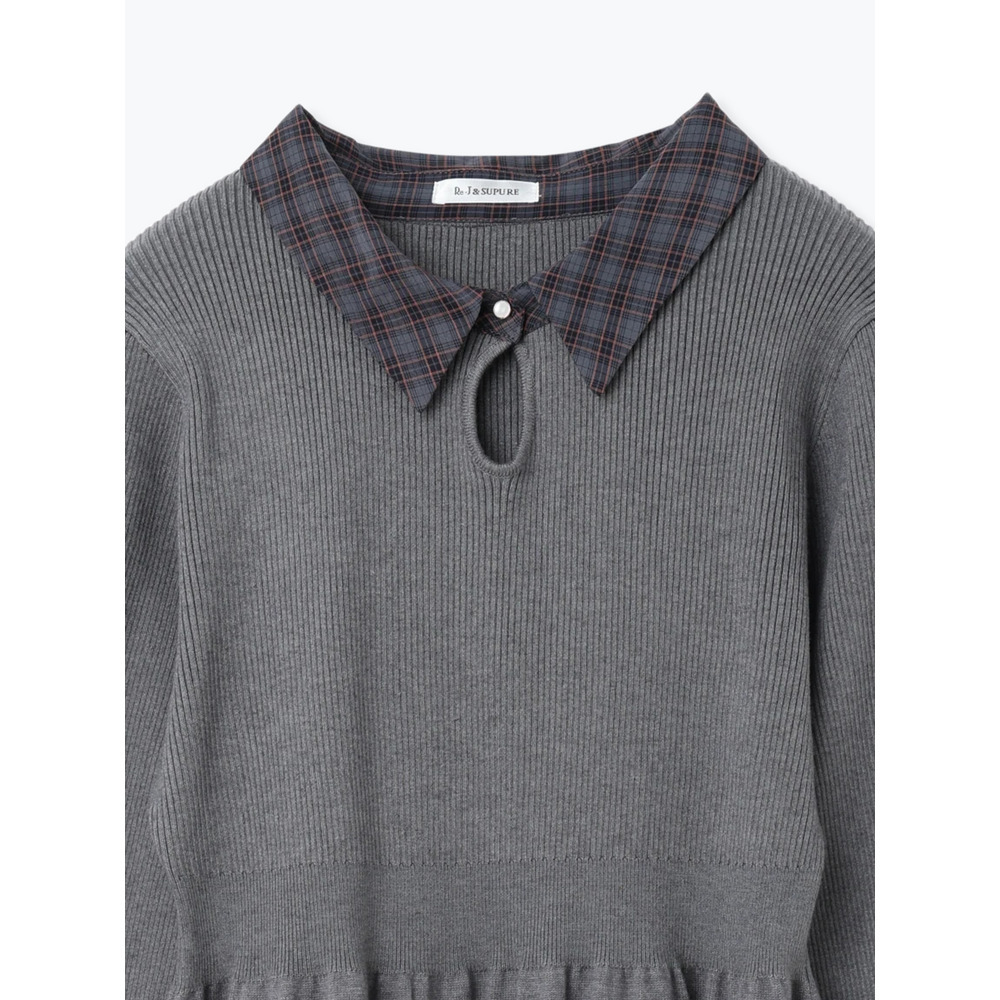 【WEB限定】チェック襟ニットワンピース12