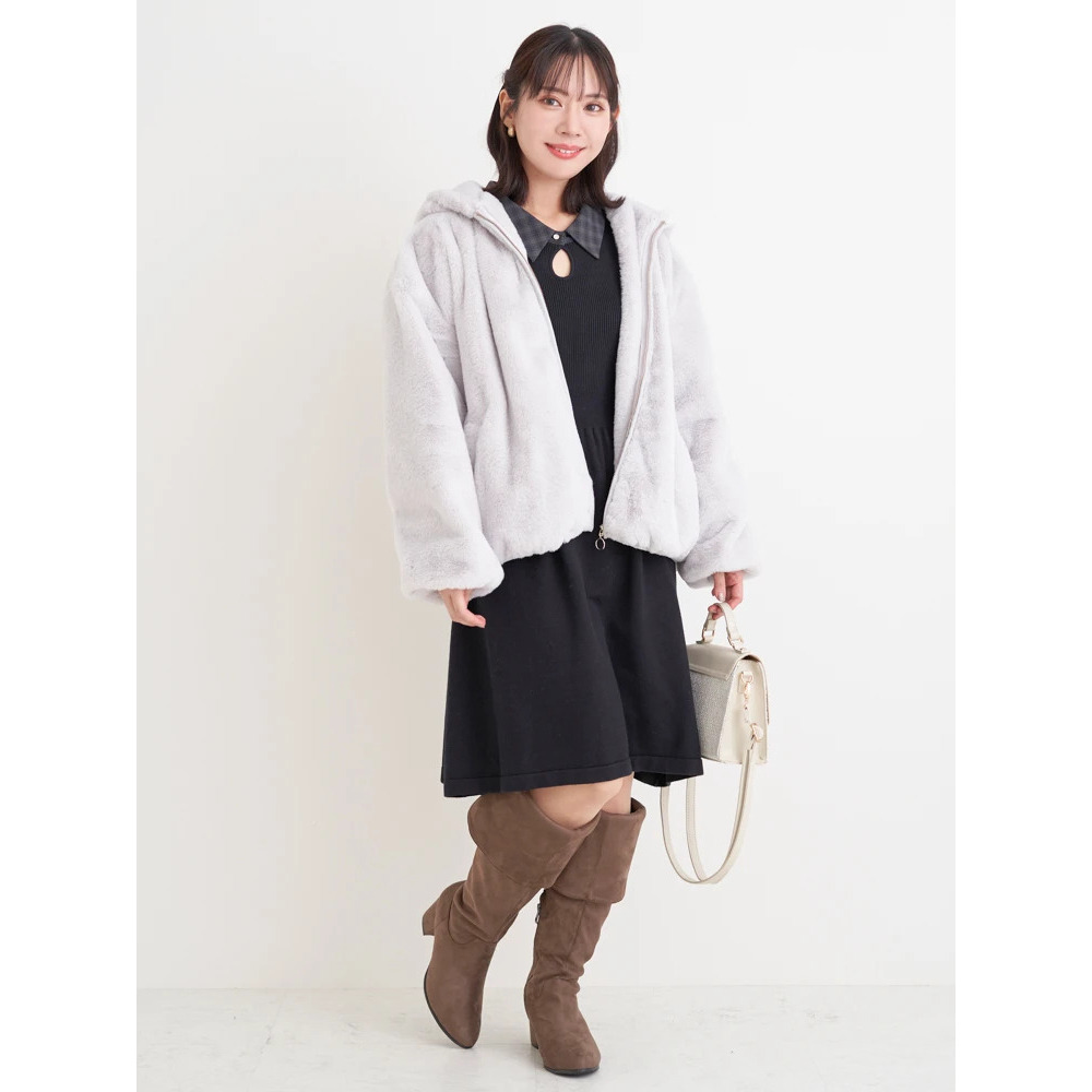 【WEB限定】チェック襟ニットワンピース8