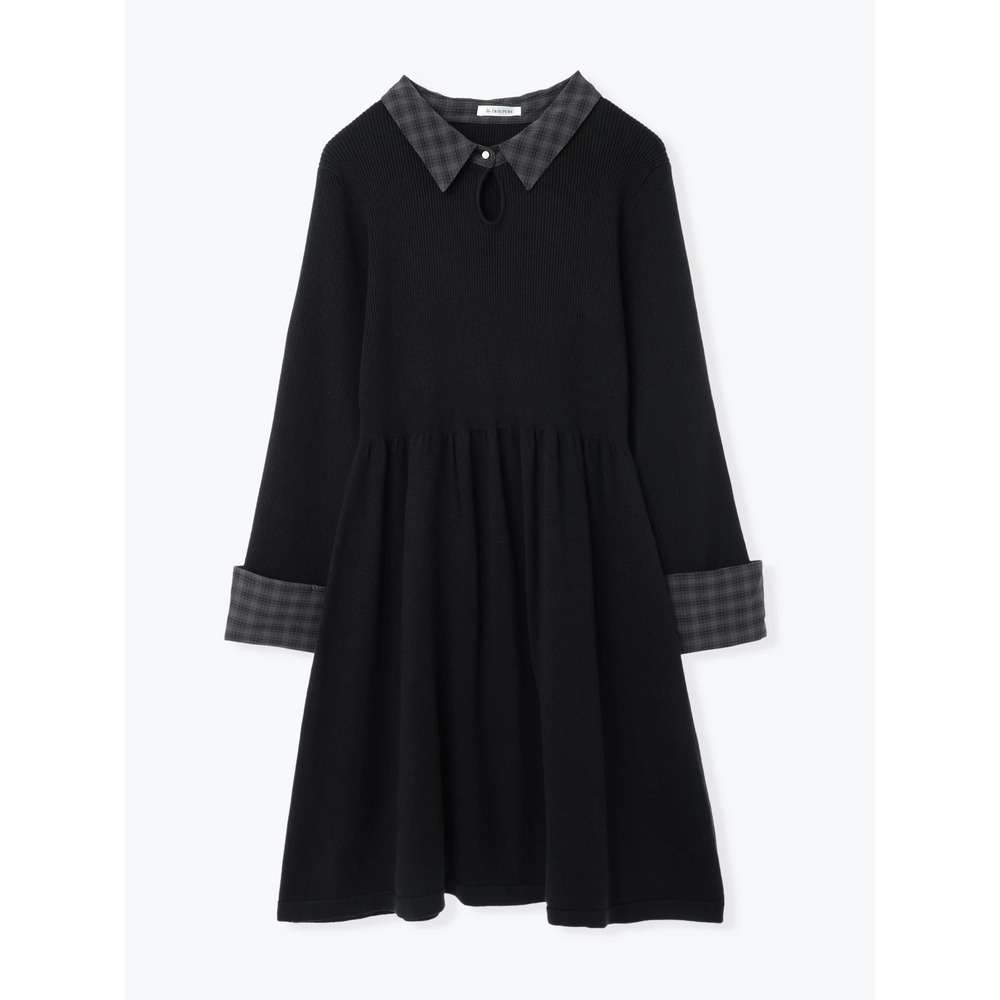 【WEB限定】チェック襟ニットワンピース9