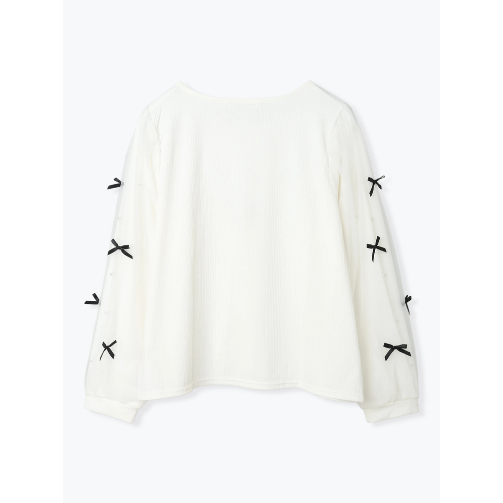 袖リボン×パールリブトップス28