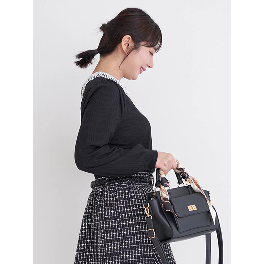 ビジューレース襟リブトップス13