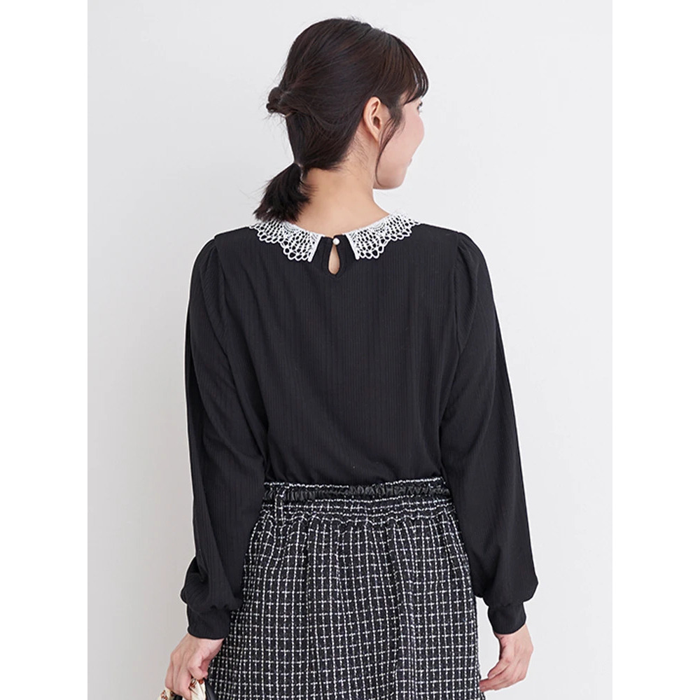 ビジューレース襟リブトップス14