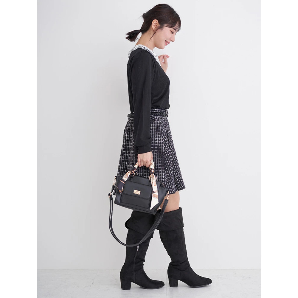 ビジューレース襟リブトップス18