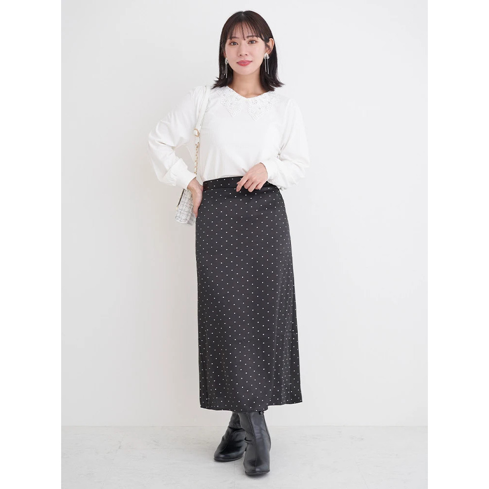 ビジューレース襟リブトップス22