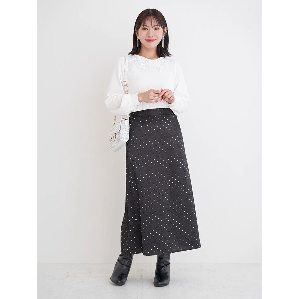 ビジューレース襟リブトップス24