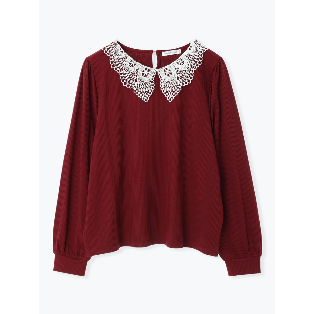 ビジューレース襟リブトップス25