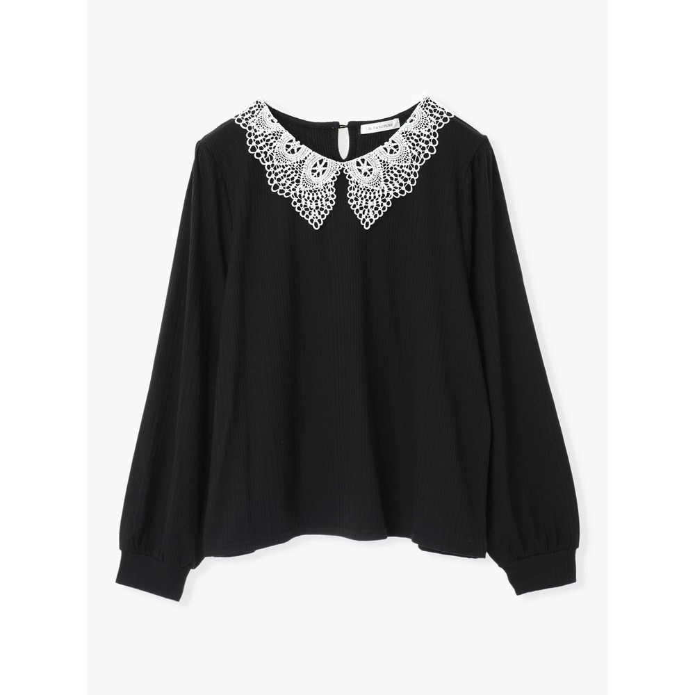 ビジューレース襟リブトップス27