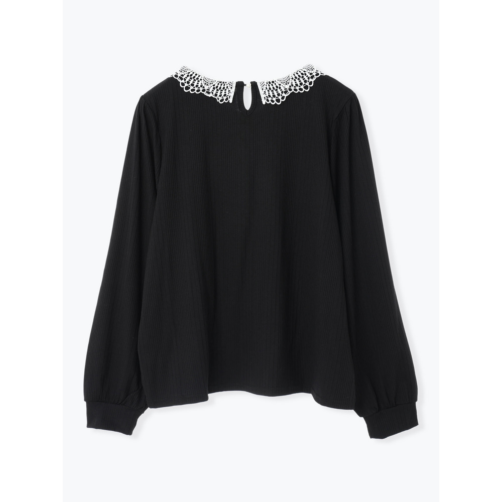 ビジューレース襟リブトップス28