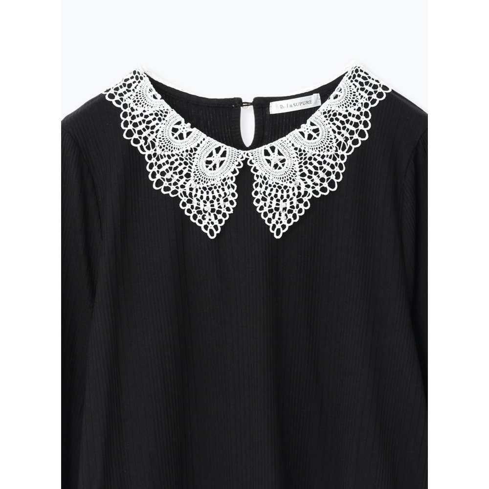 ビジューレース襟リブトップス29