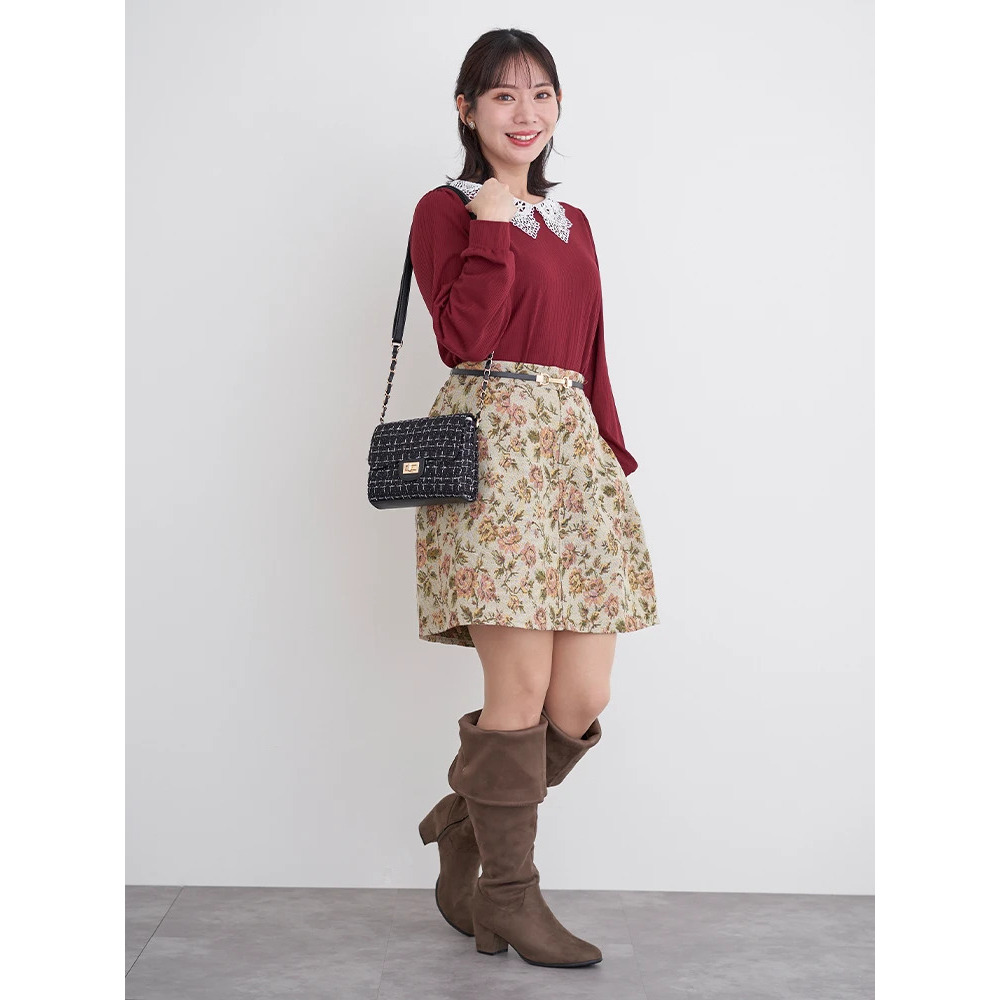 ビジューレース襟リブトップス8