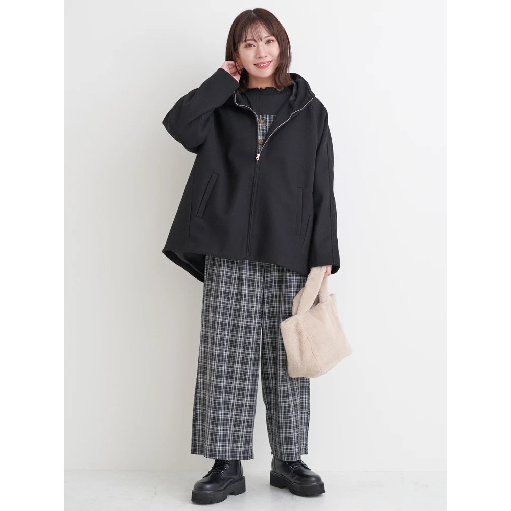 フェイクウールジップアップショートジャケット18