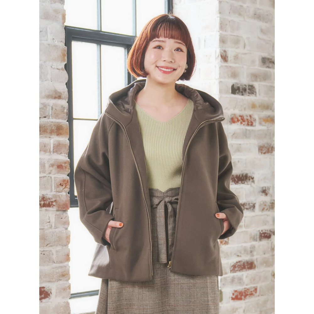 フェイクウールジップアップショートジャケット2