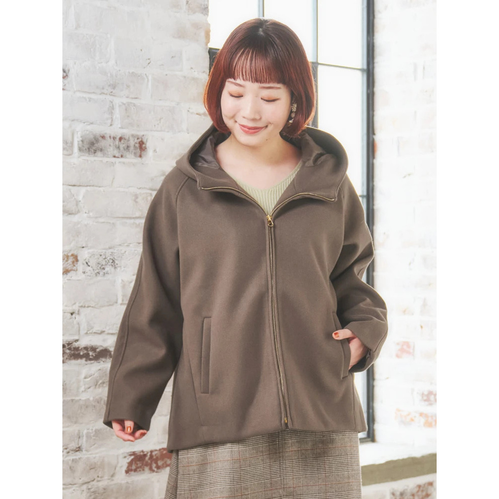 フェイクウールジップアップショートジャケット3