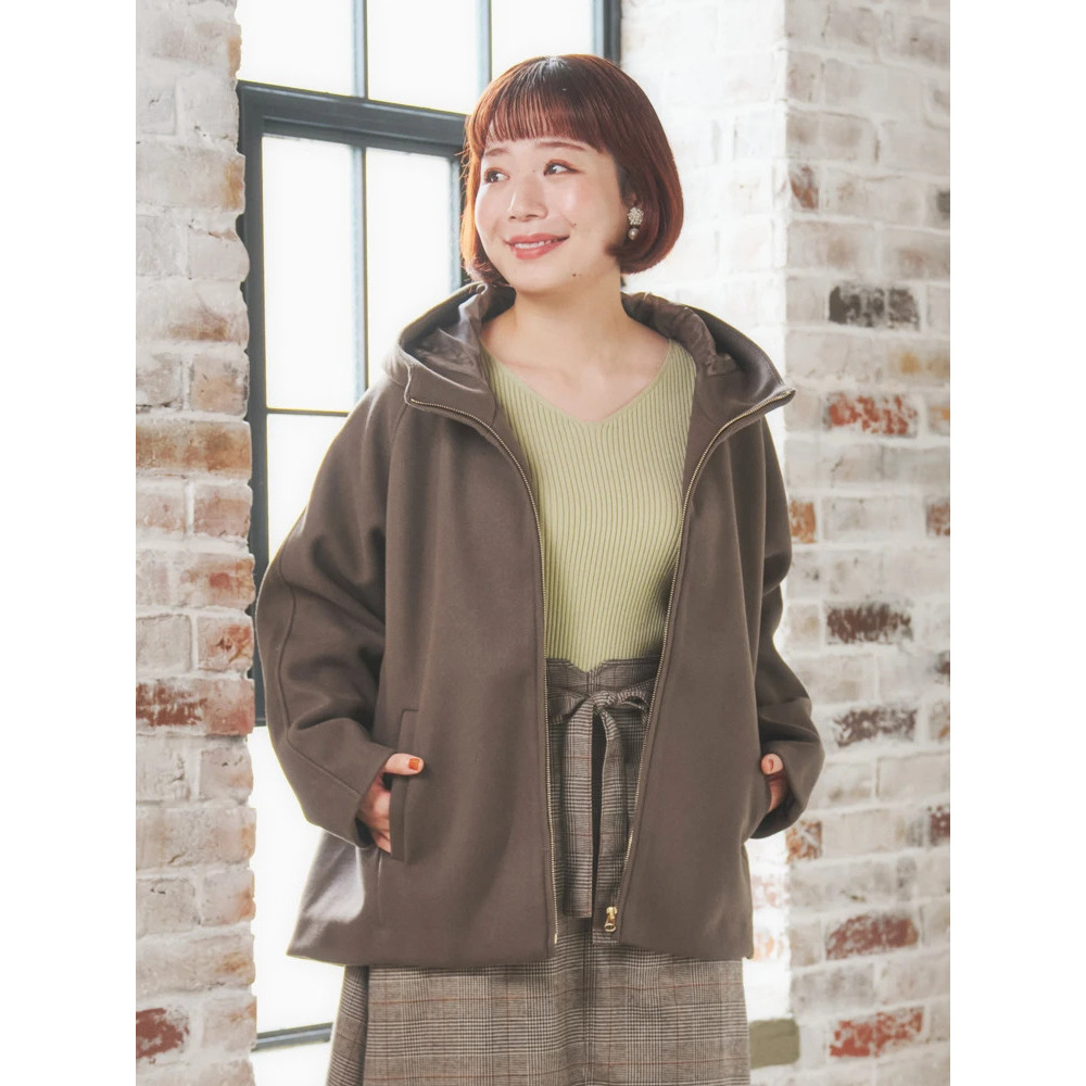 フェイクウールジップアップショートジャケット1