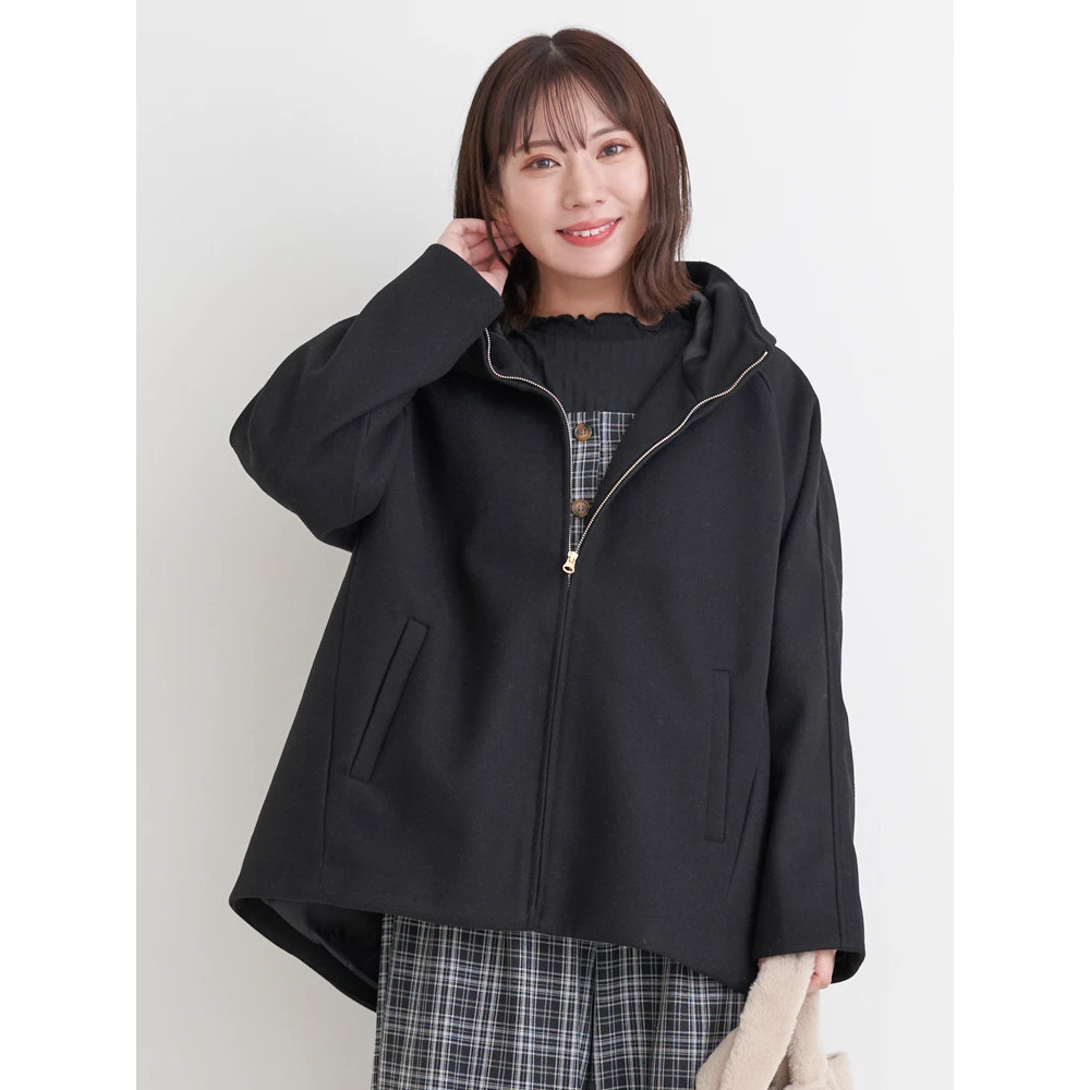 フェイクウールジップアップショートジャケット1