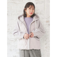 ウール切り替えフードダウンジャケット