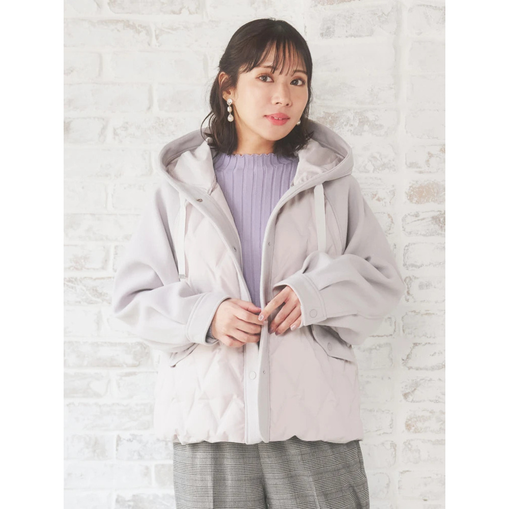 ウール切り替えフードダウンジャケット1