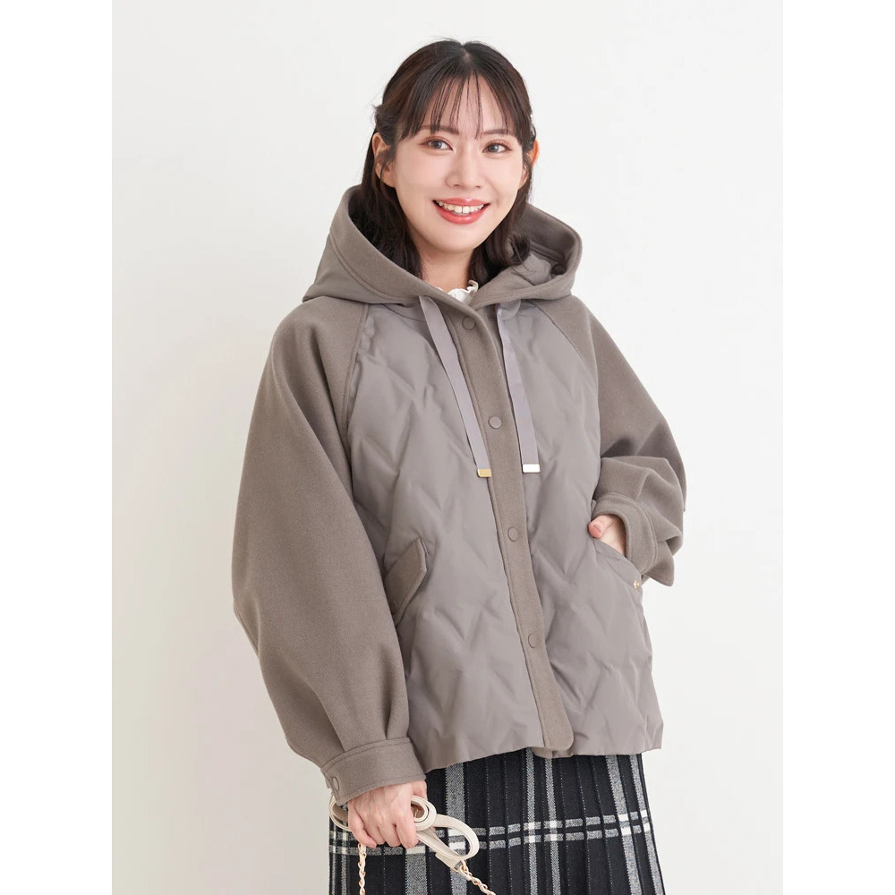 ウール切り替えフードダウンジャケット12