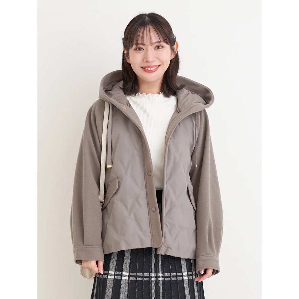 ウール切り替えフードダウンジャケット13
