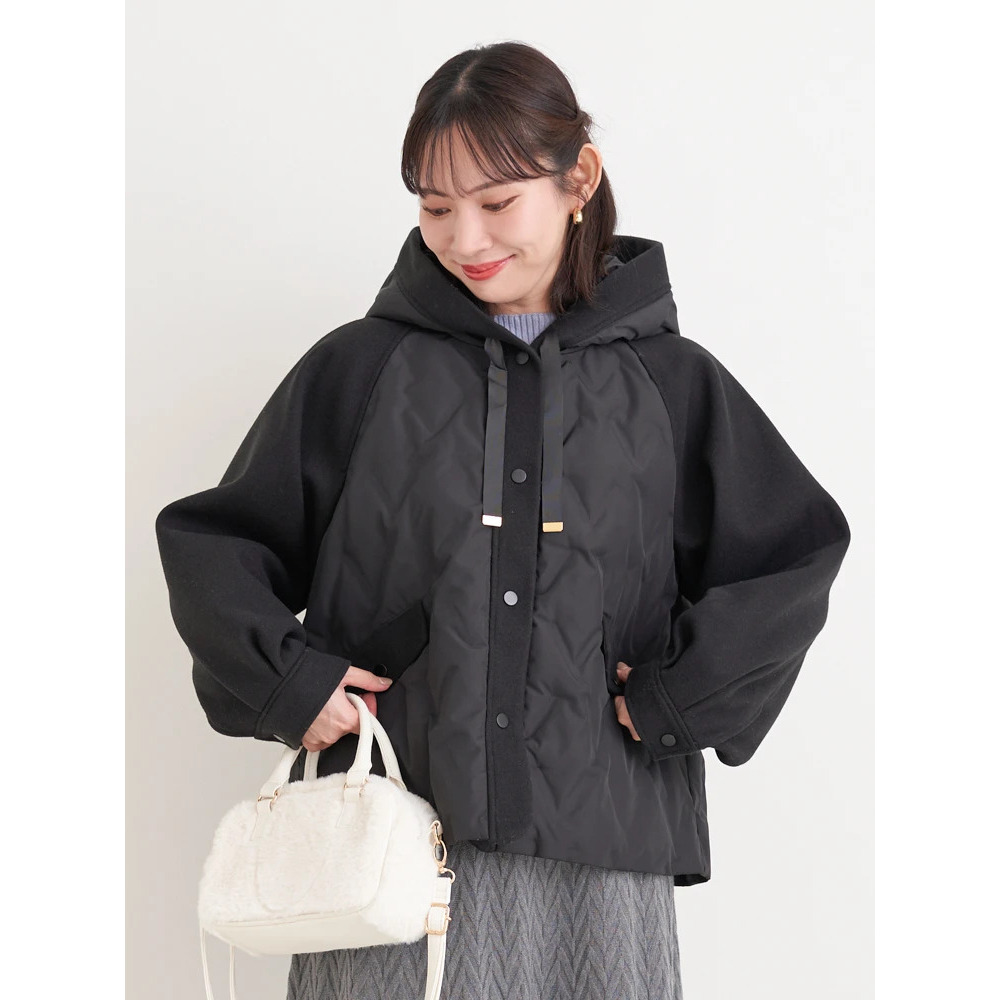 ウール切り替えフードダウンジャケット17