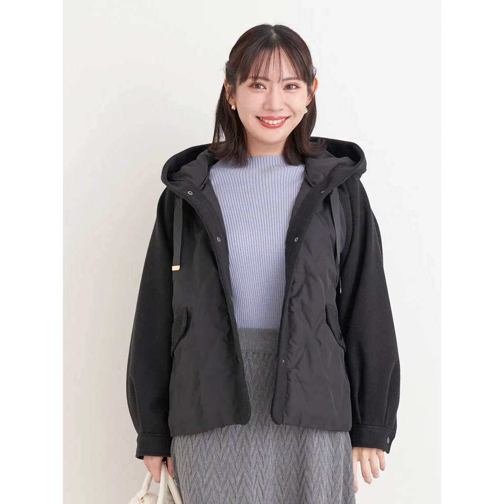 ウール切り替えフードダウンジャケット18