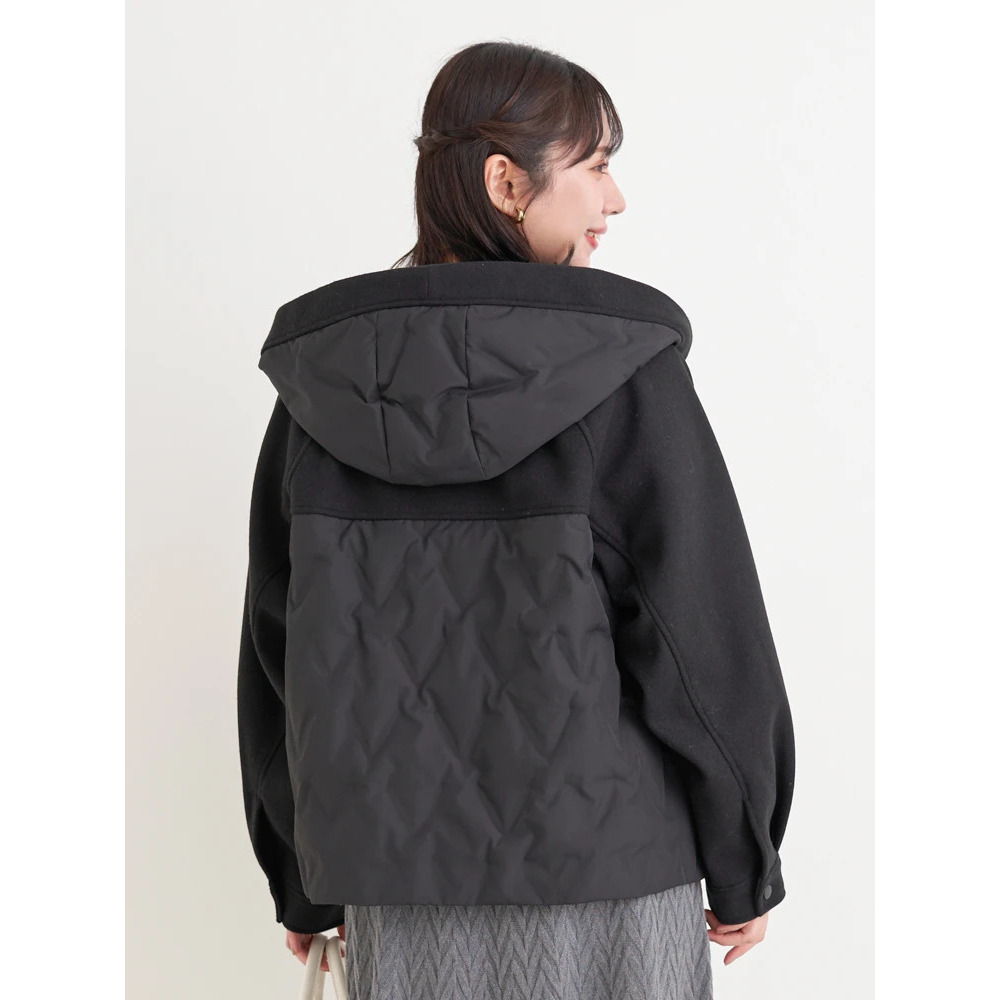ウール切り替えフードダウンジャケット20