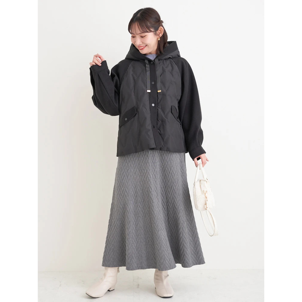 ウール切り替えフードダウンジャケット21