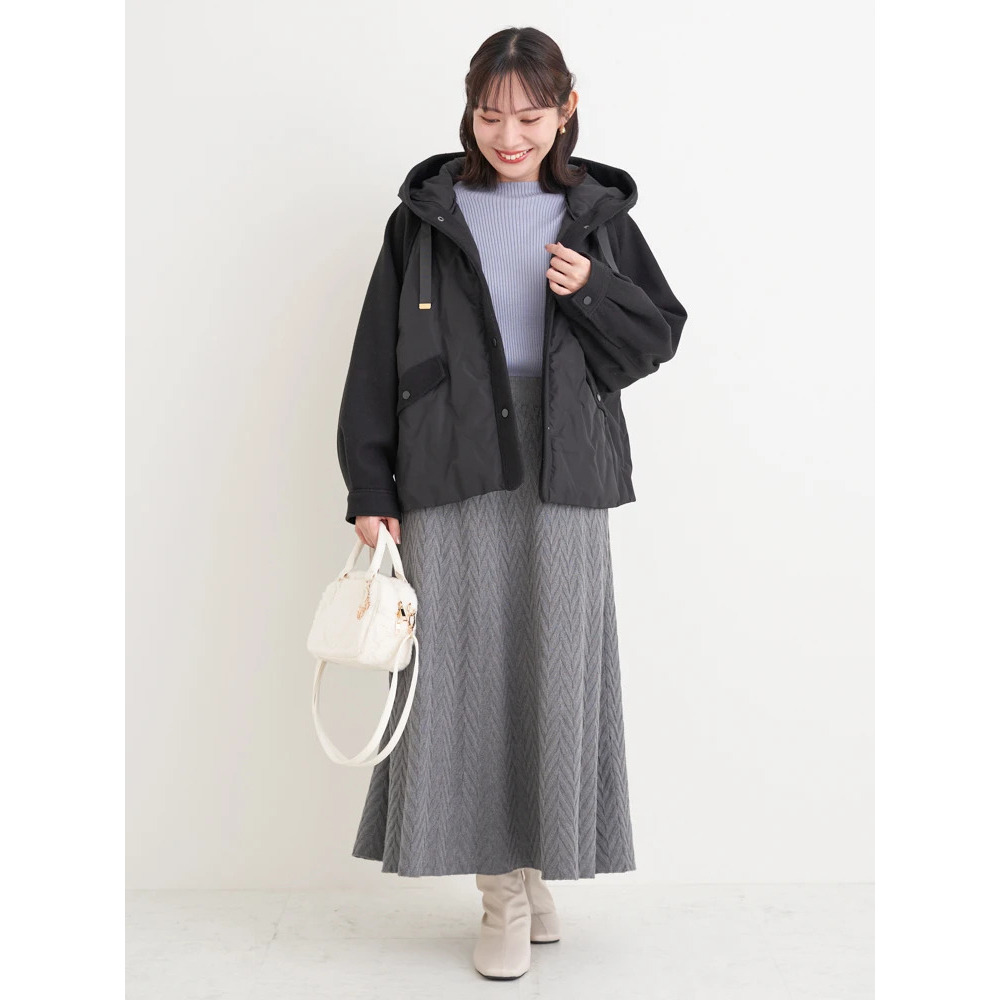 ウール切り替えフードダウンジャケット22