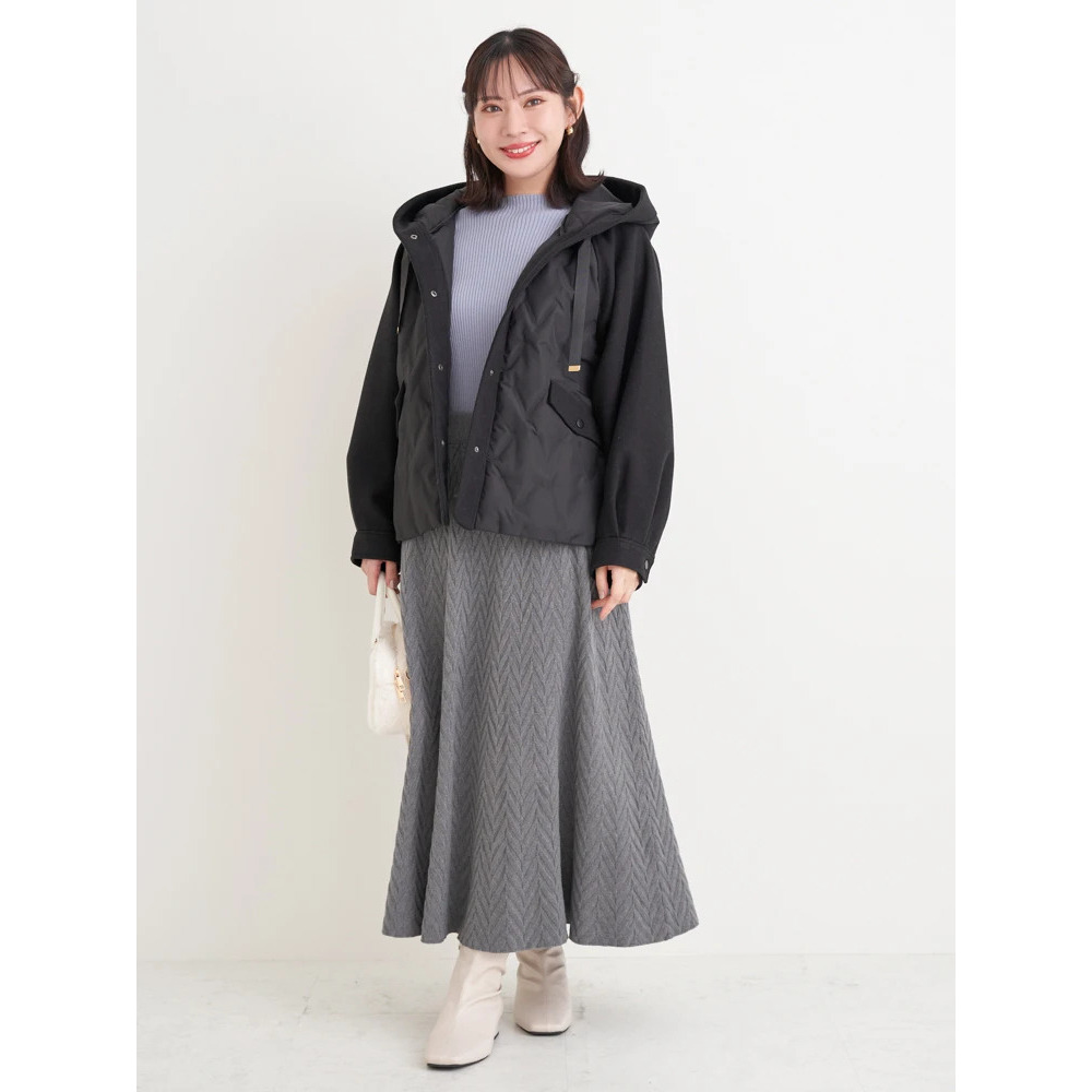 ウール切り替えフードダウンジャケット23